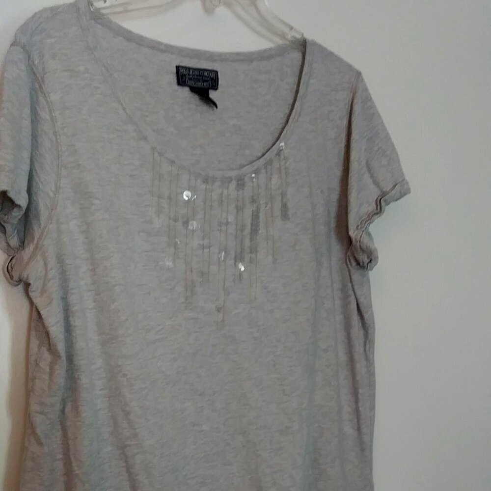 Polo Jeans Company Women’s Short Sleeve Fish Scale Sequins  Top |Size XL